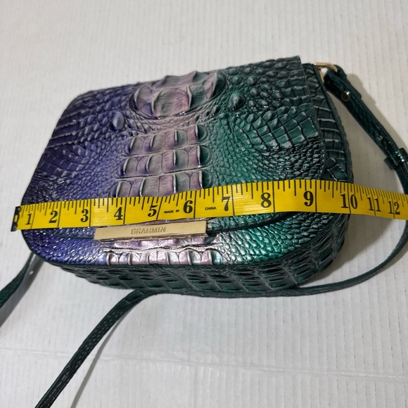 NWT BRAHMIN Must Have Croc Embossed Crossbody Ombre Green & Purple Vibrant - Picture 9 of 14